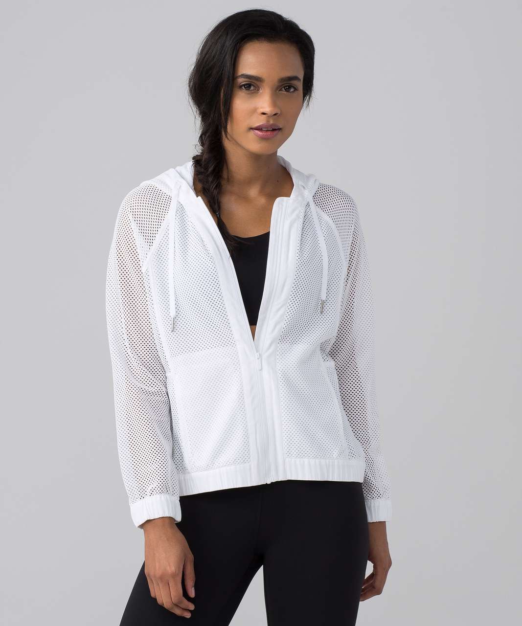 Lululemon Reversible Mesh 1/2 Zip Pullover Jacket, White, Size