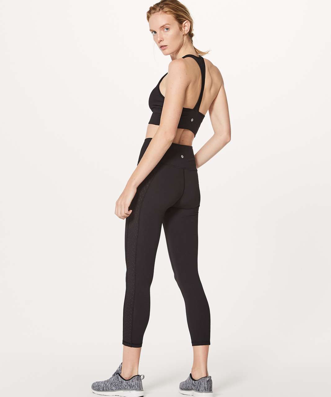 Lululemon Black Strappy Cross Back Double Layered Sports Bra