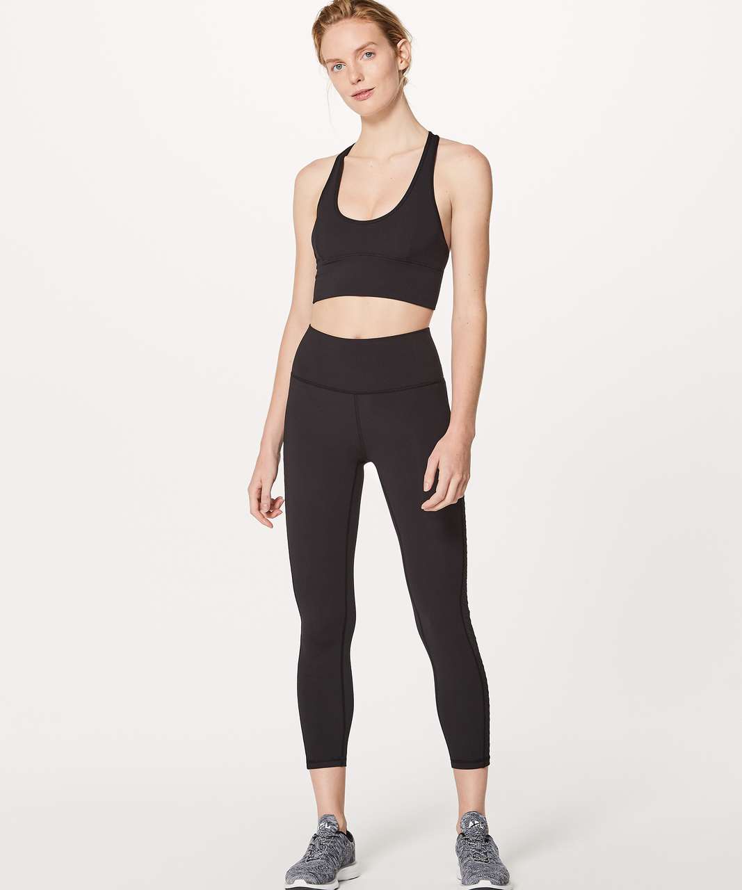 Lululemon Black Strappy Cross Back Double Layered Sports Bra