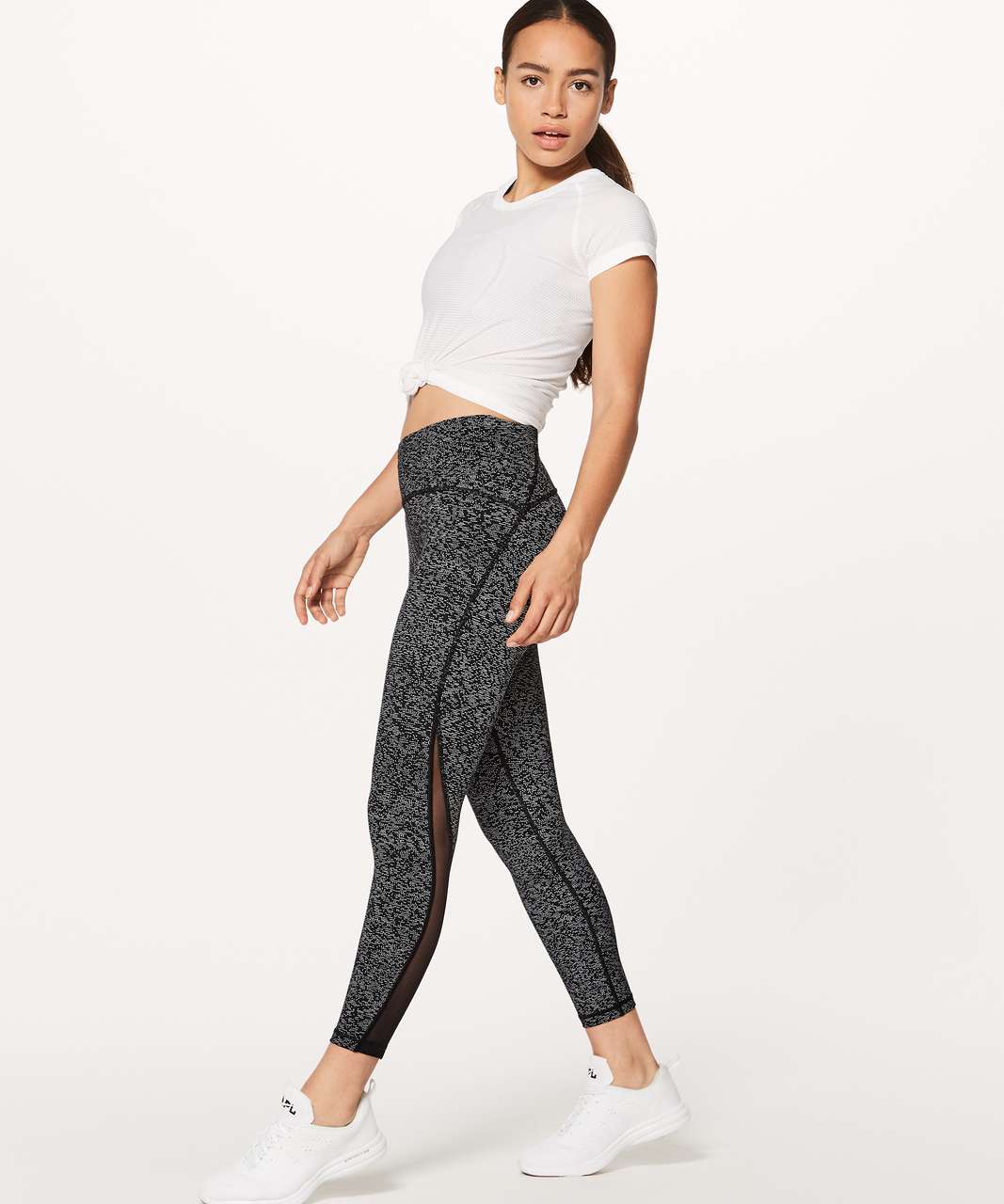 Lululemon Train Times 7/8 Pant (25" ) - Soundwave White Black / Black