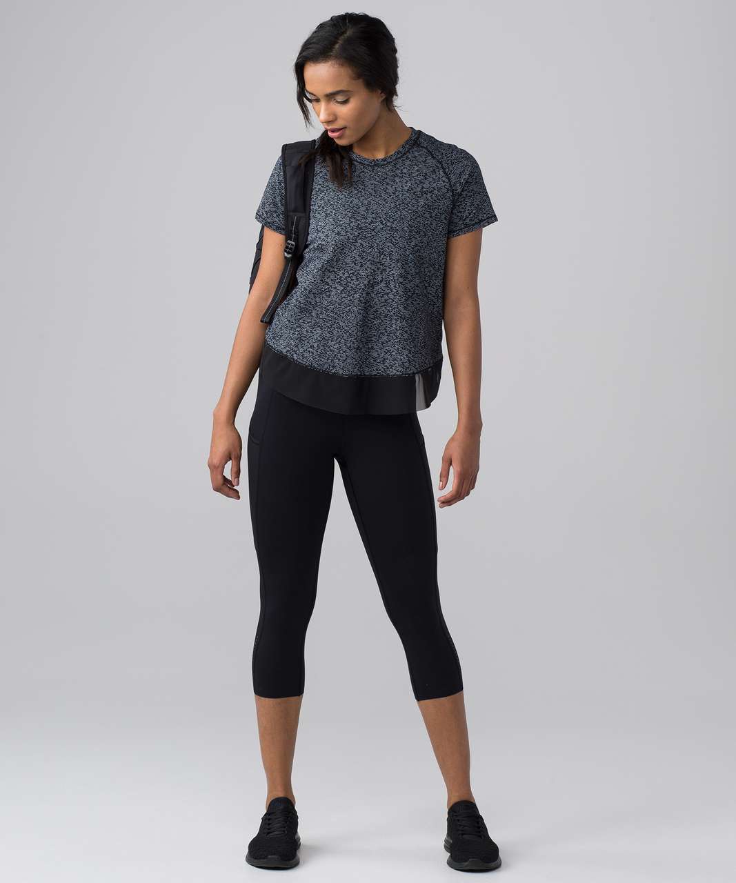 Lululemon Quick Pace Short Sleeve - Soundwave White Black / Black