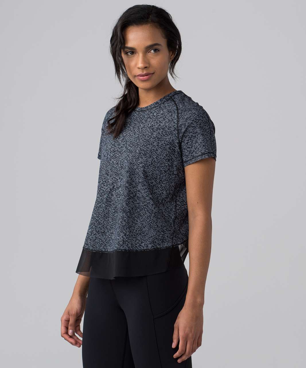 Lululemon Quick Pace Short Sleeve - Soundwave White Black / Black