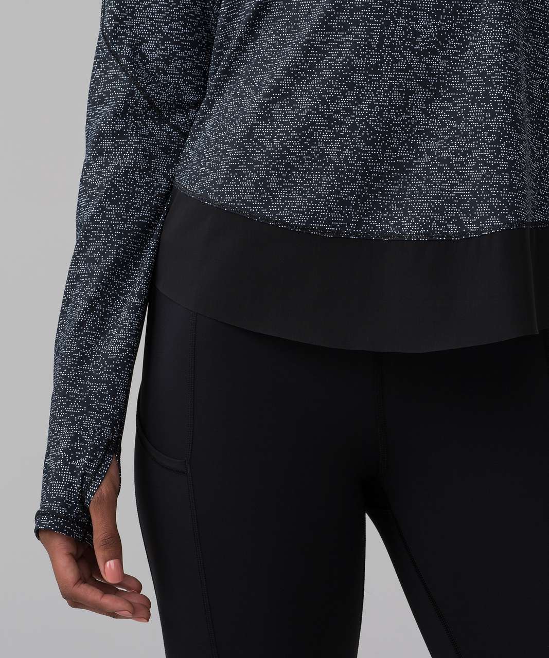 Lululemon Quick Pace Long Sleeve - Soundwave White Black / Black