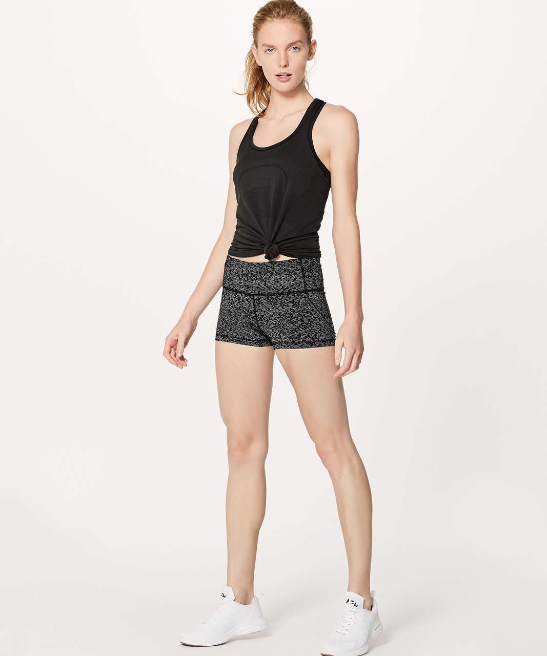 Lululemon Quick Pace Short (2.5") - Soundwave White Black / Black