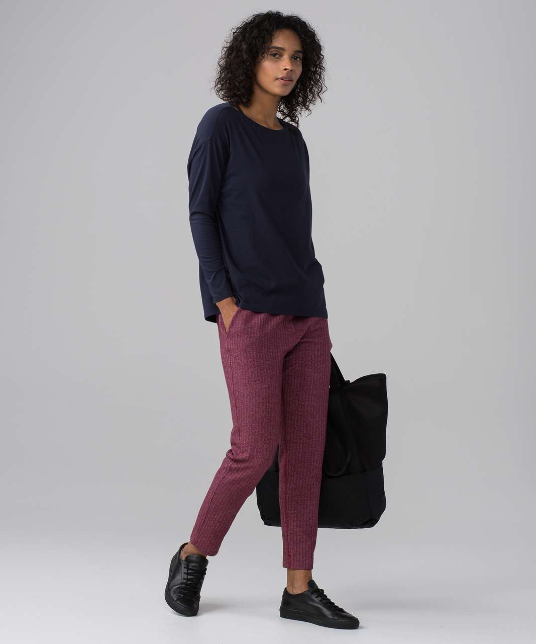 Lululemon Jet Crop (Slim) (Luon 19") - Heathered Herringbone Heathered Berry Rumble Bordeaux Drama