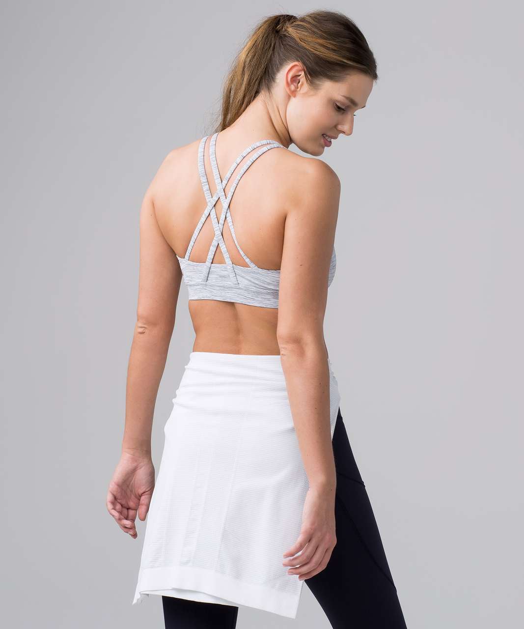 lululemon athletica, Intimates & Sleepwear, Lululemon Take 2 Wee Stripe  Heathered Slate Gray White Reversible Sport Bra