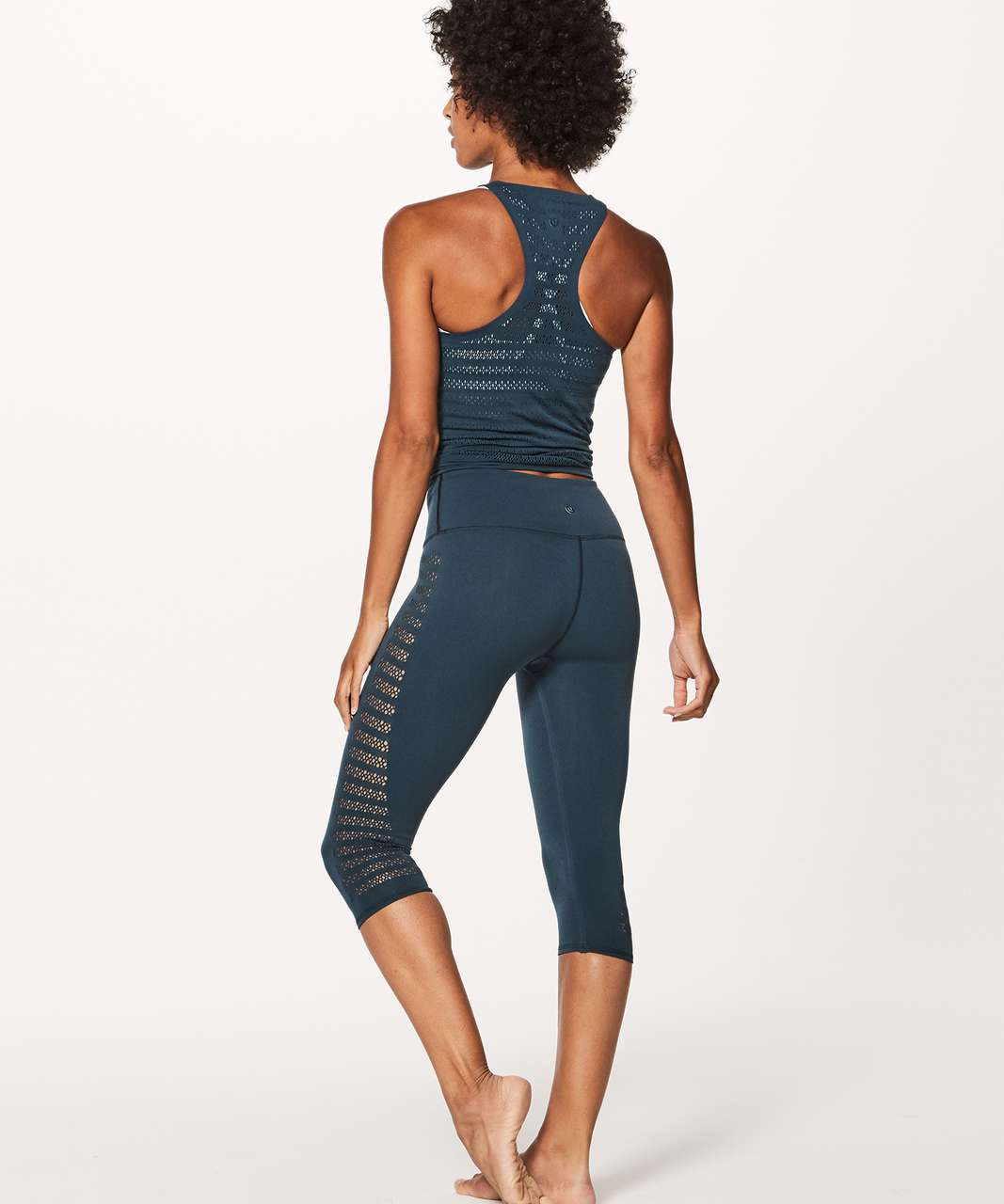 RARE LULULEMON REVEAL Crop *Stripes 17 Seamless Leggings-Submarine Teal-2  XS $28.01 - PicClick