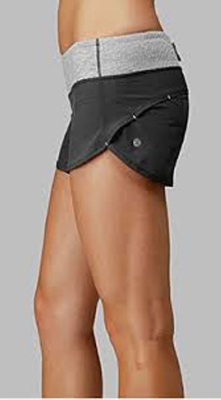 Lululemon Run:  Speed Short - Coal / Heathered Coal Wee Stripe