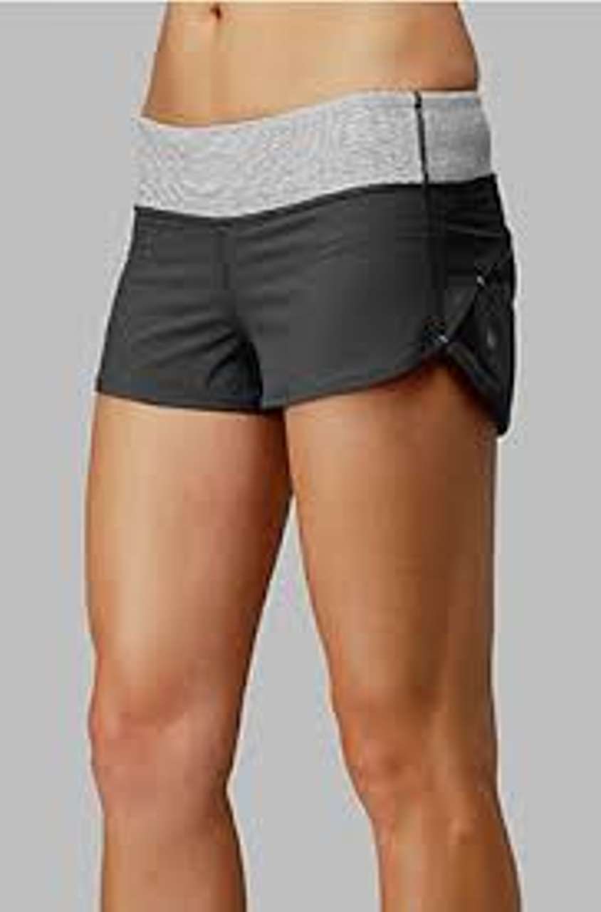 Lululemon Run:  Speed Short - Coal / Heathered Coal Wee Stripe