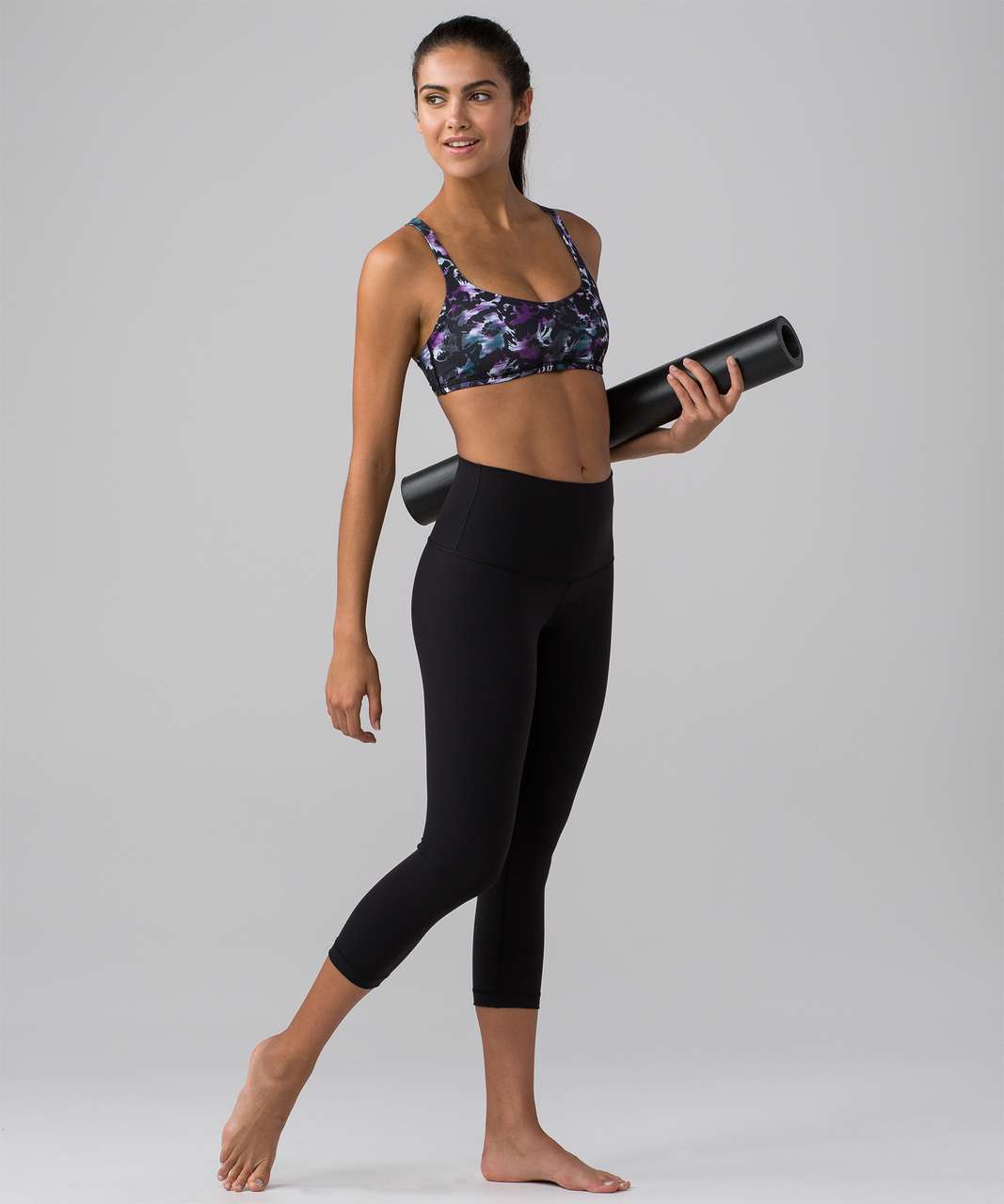 Lululemon Free To Be Bra - Biggie Fleur Sombre Caspian Blue Black