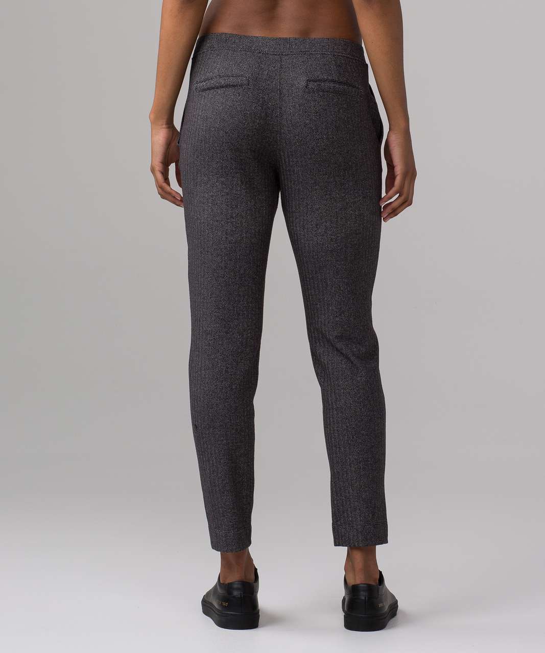 Lululemon Jet Crop (Slim) (Luon 19) - Heathered Herringbone Heathered Black  Black - lulu fanatics