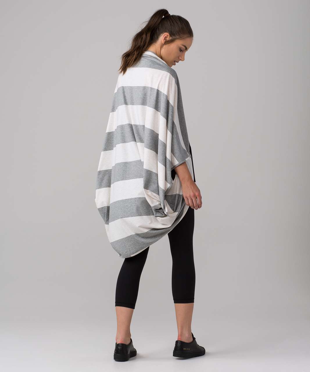 Lululemon Sage Scarf (Cotton) - Bold Stripe Heathered Medium Grey Heathered Angel White