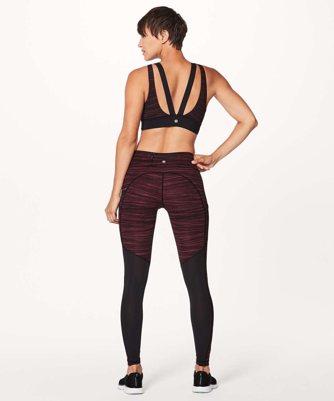 Lululemon Run The Day Bra - Low Tide Blush Berry Black / Black