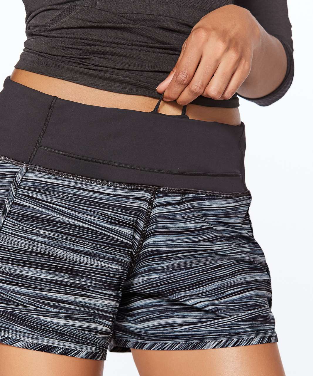 Lululemon Run Times Short (4-way Stretch 4") - Low Tide Alpine White Black / Black