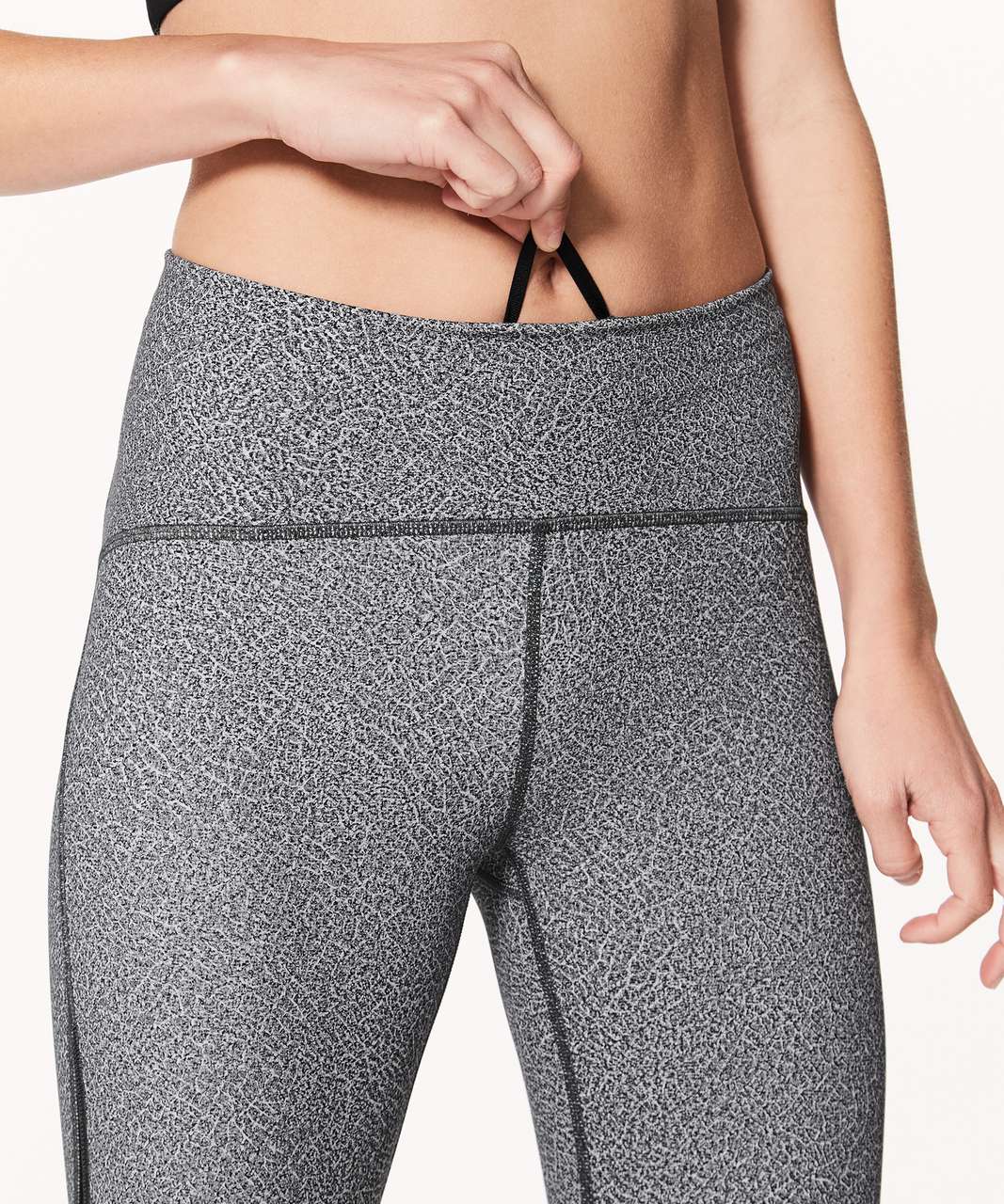 Lululemon Train Times Crop (17") - Fractal Alpine White Black / Black