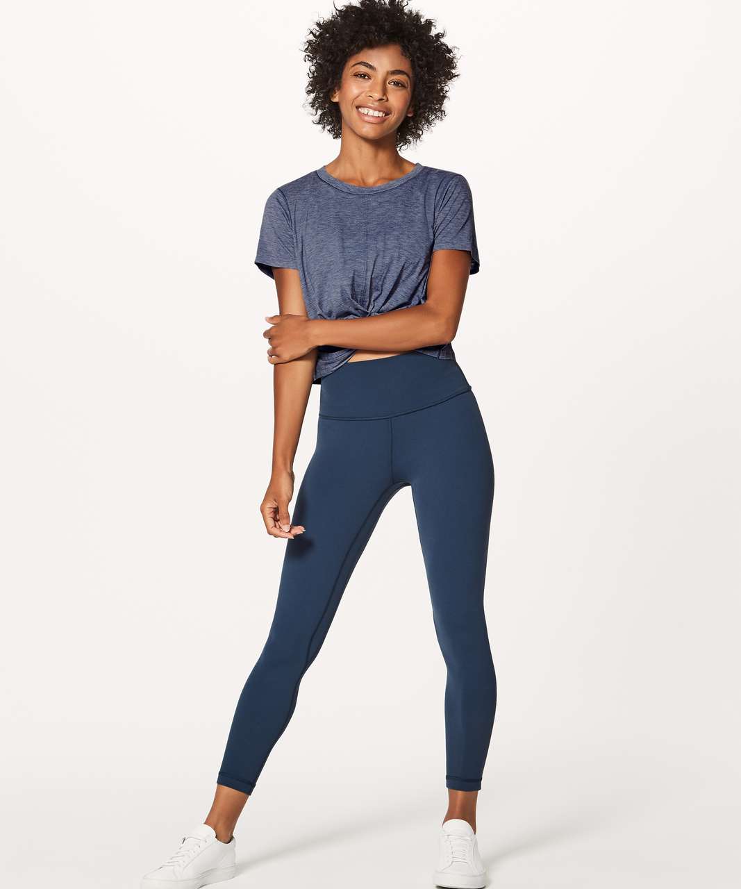 Lululemon Intended Crop Tee - Heathered Dark Cobalt