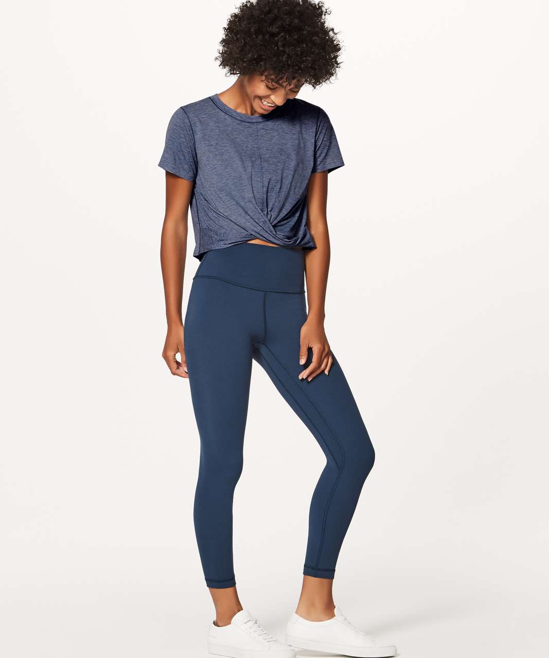 Lululemon Intended Crop Tee - Heathered Dark Cobalt