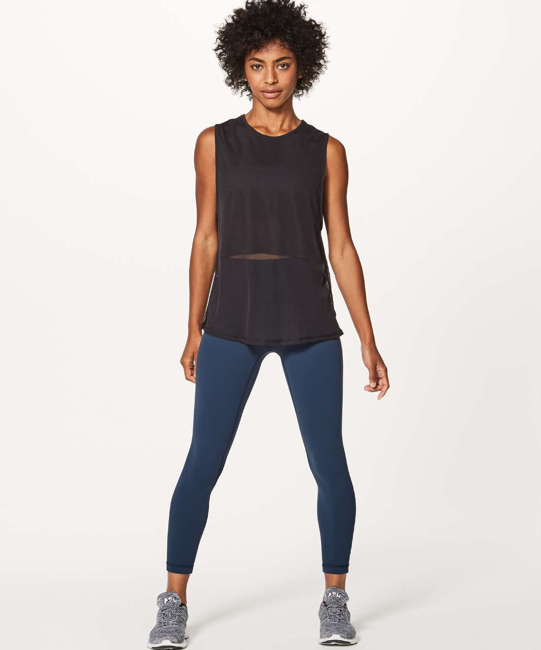 Lululemon Mesh With Me Tank - Black - lulu fanatics