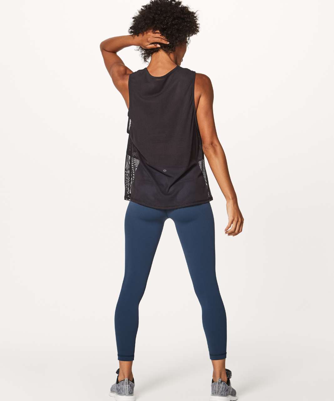 Women's High-Low Tank with Mesh Insert Black