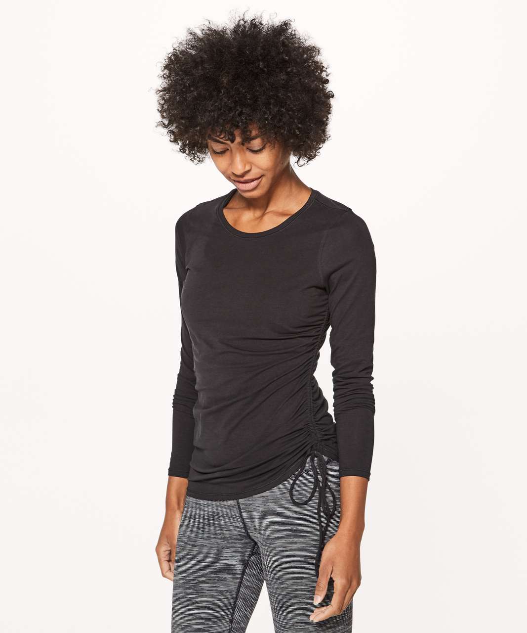 Lululemon Side Cinch Ribbed T Shirt Black Women's Size 8 - beyond