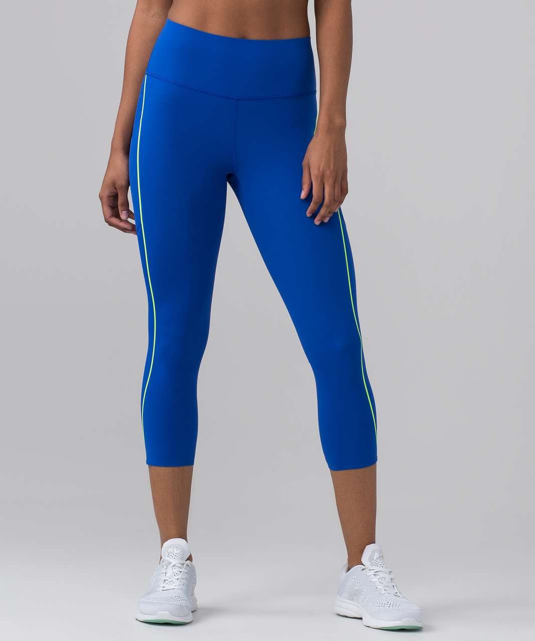 Lululemon Chase Me Crop (SeaWheeze) - Jet Stream / Zippy Green