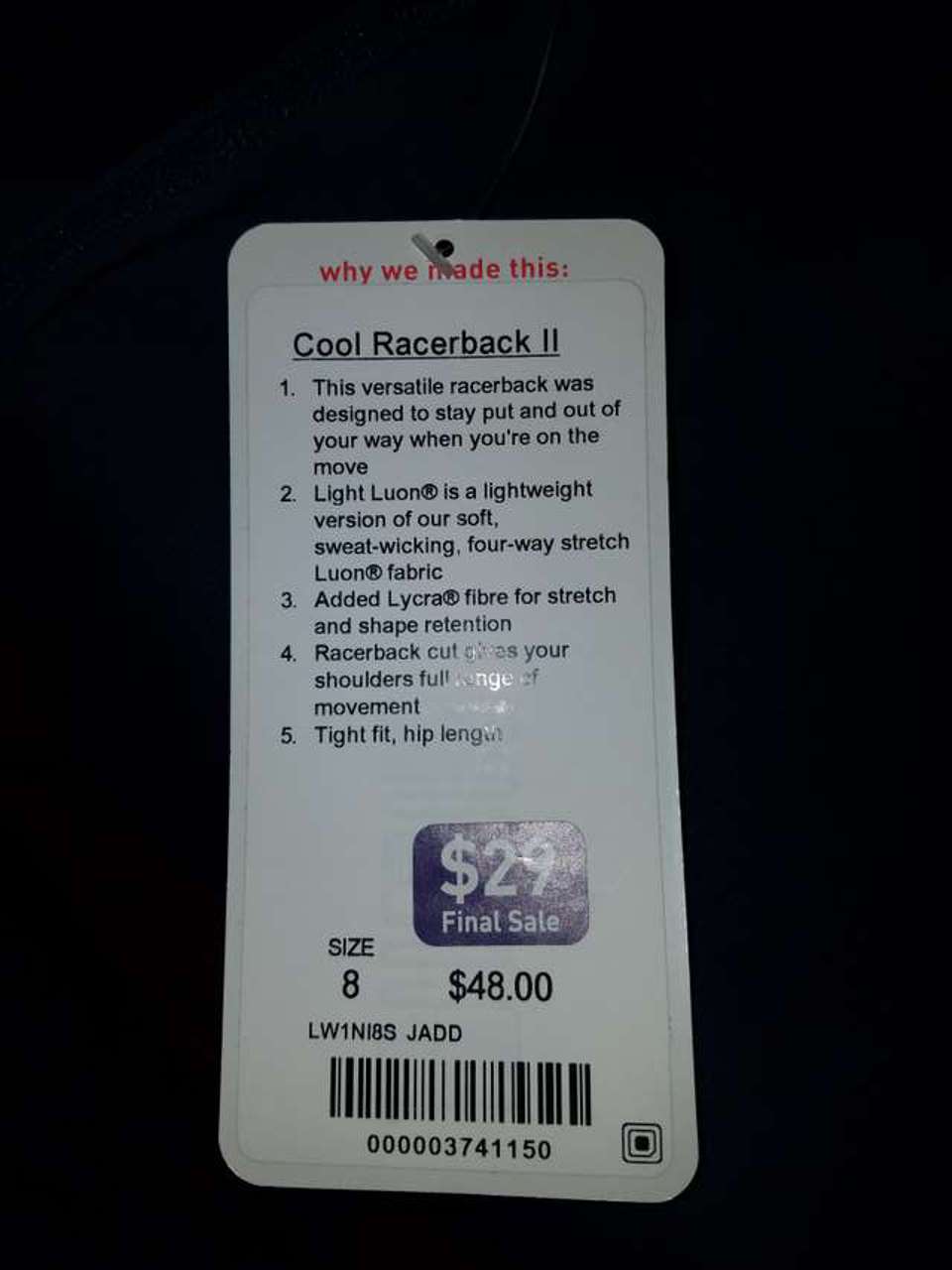 Lululemon Cool Racerback II - Jaded