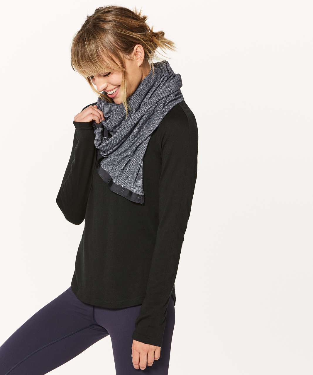 Lululemon Vinyasa Scarf *Rulu - Heathered Herringbone Heathered Black Black  - lulu fanatics