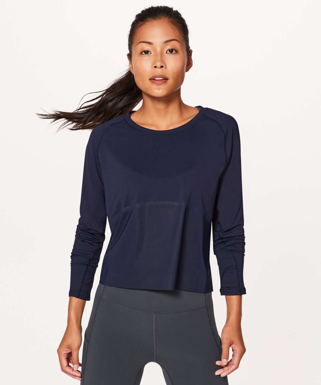 Lululemon Mesh Mixed Long-Sleeve Shirt - Black - lulu fanatics