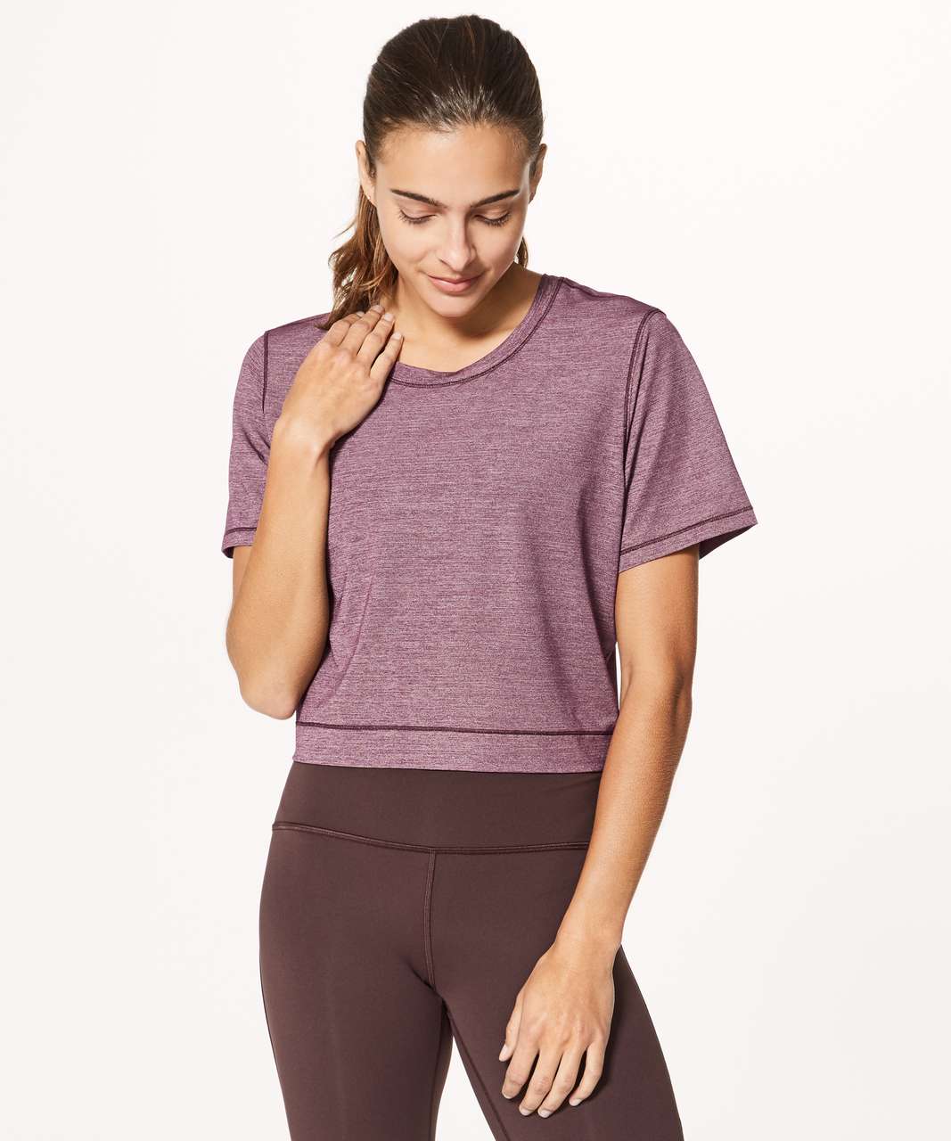 Lululemon Run The Day Short Sleeve - Heathered Dark Adobe