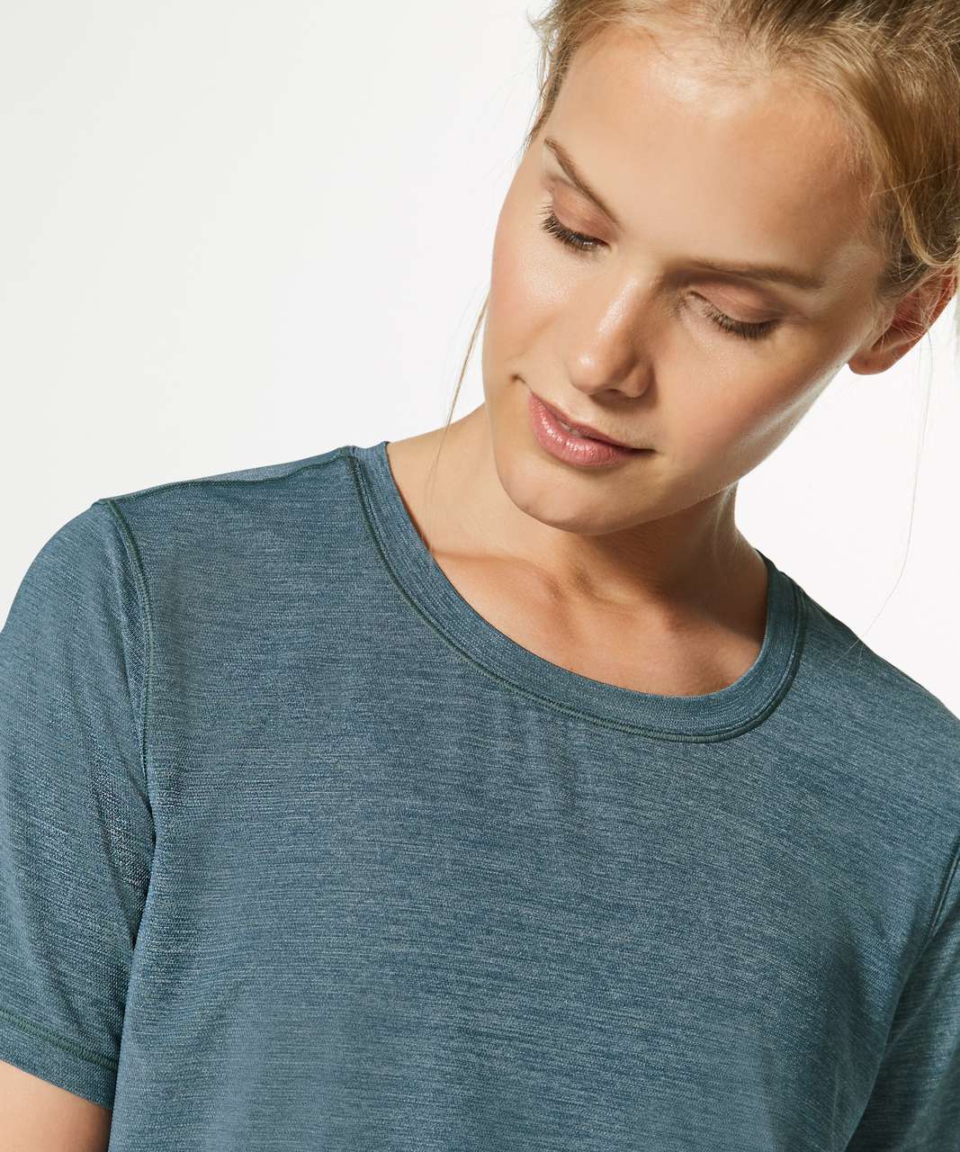 Lululemon Run The Day Short Sleeve - Heathered Nile Blue