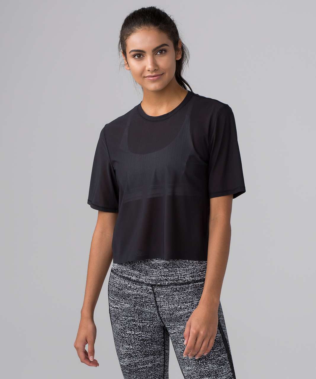 Lululemon Mesh With Me Crop - Black - lulu fanatics