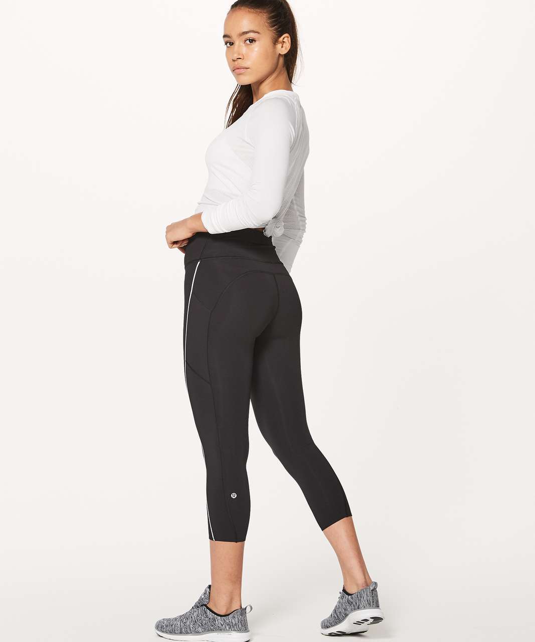 Lululemon Mesh With Me Crop - Black - lulu fanatics