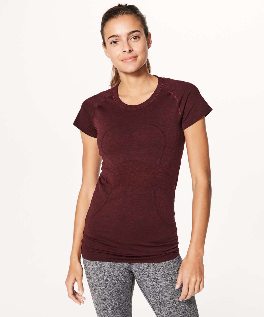 Lululemon Swiftly Tech Short Sleeve Crew - Deep Rouge / Black - lulu  fanatics