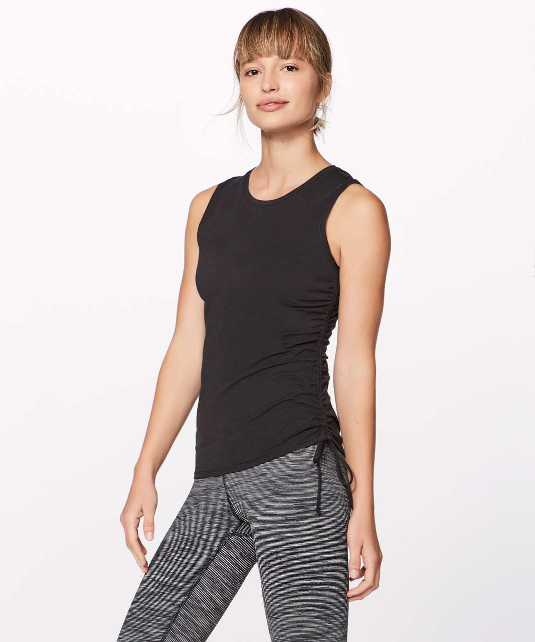 Lululemon Side Cinch Ribbed T Shirt Black Women's Size 8 - beyond exchange