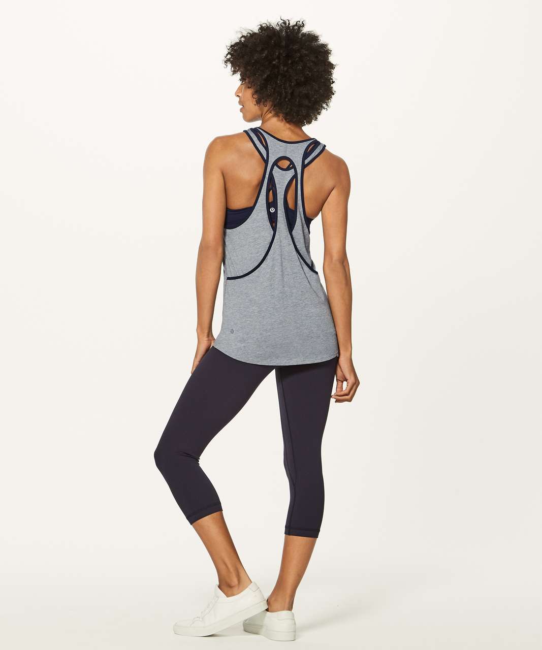 Lululemon Double Back Tank - Heathered Medium Grey / Midnight Navy