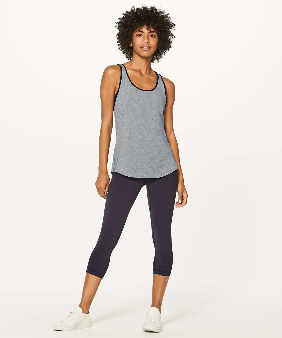 Lululemon Double Back Tank - Heathered Medium Grey / Midnight Navy