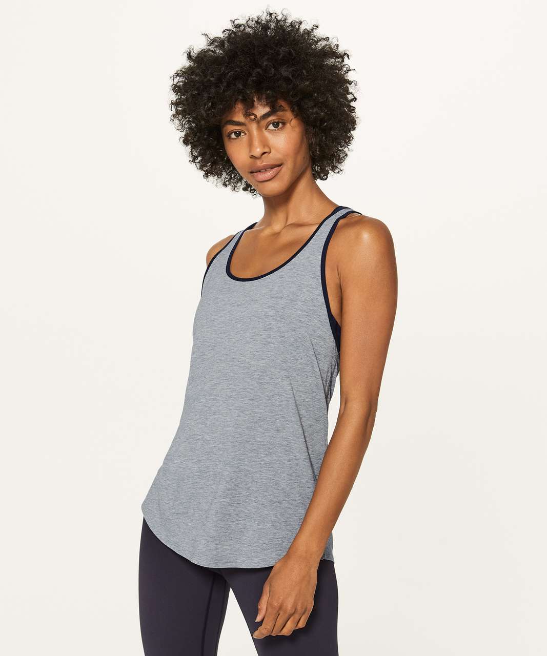 Lululemon Double Back Tank - Heathered Medium Grey / Midnight Navy - lulu  fanatics