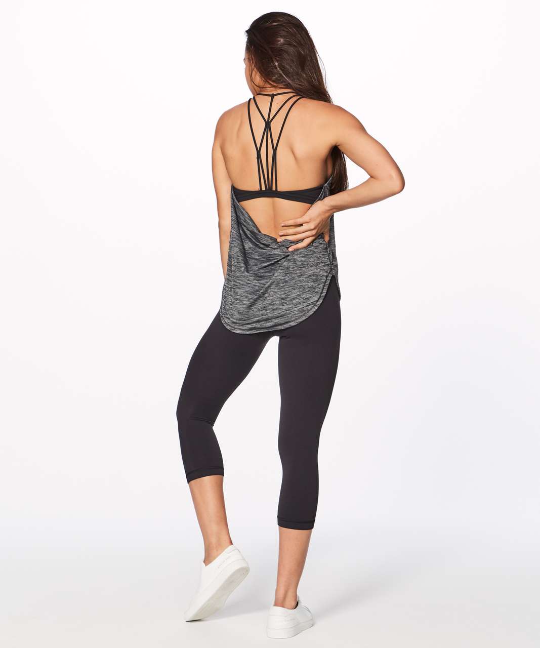 Raise The Barre Mesh Tank With Built In Sports Bra in Black