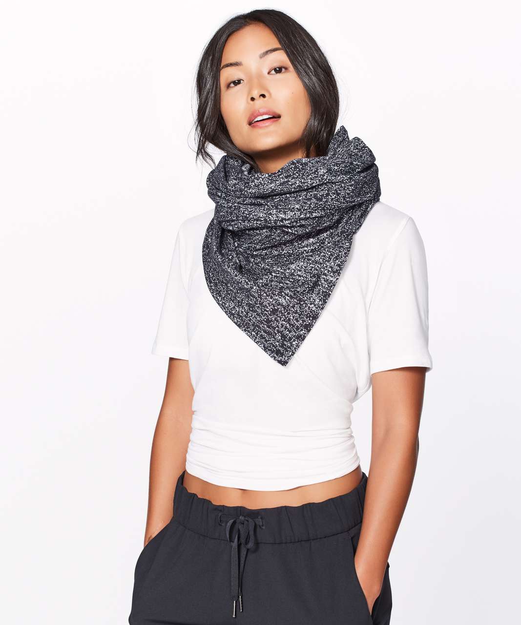 LULULEMON VINYASA SCARF (RULU) HEATHERED HERRINGBONE BLACK HHBB Black Gray  $33.00 - PicClick