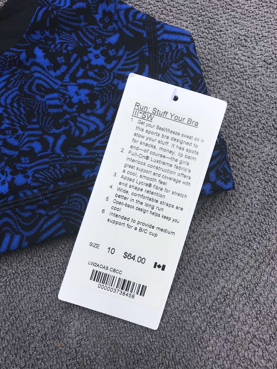 NWT Lululemon Seawheeze Run Stuff Your Bra II Size 4 Pink Orange AZPU/JWMG