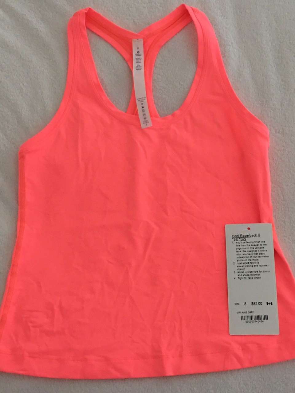 Lululemon Cool Racerback Tank II *SE *SW - 2017 Seawheeze - Grapefruit