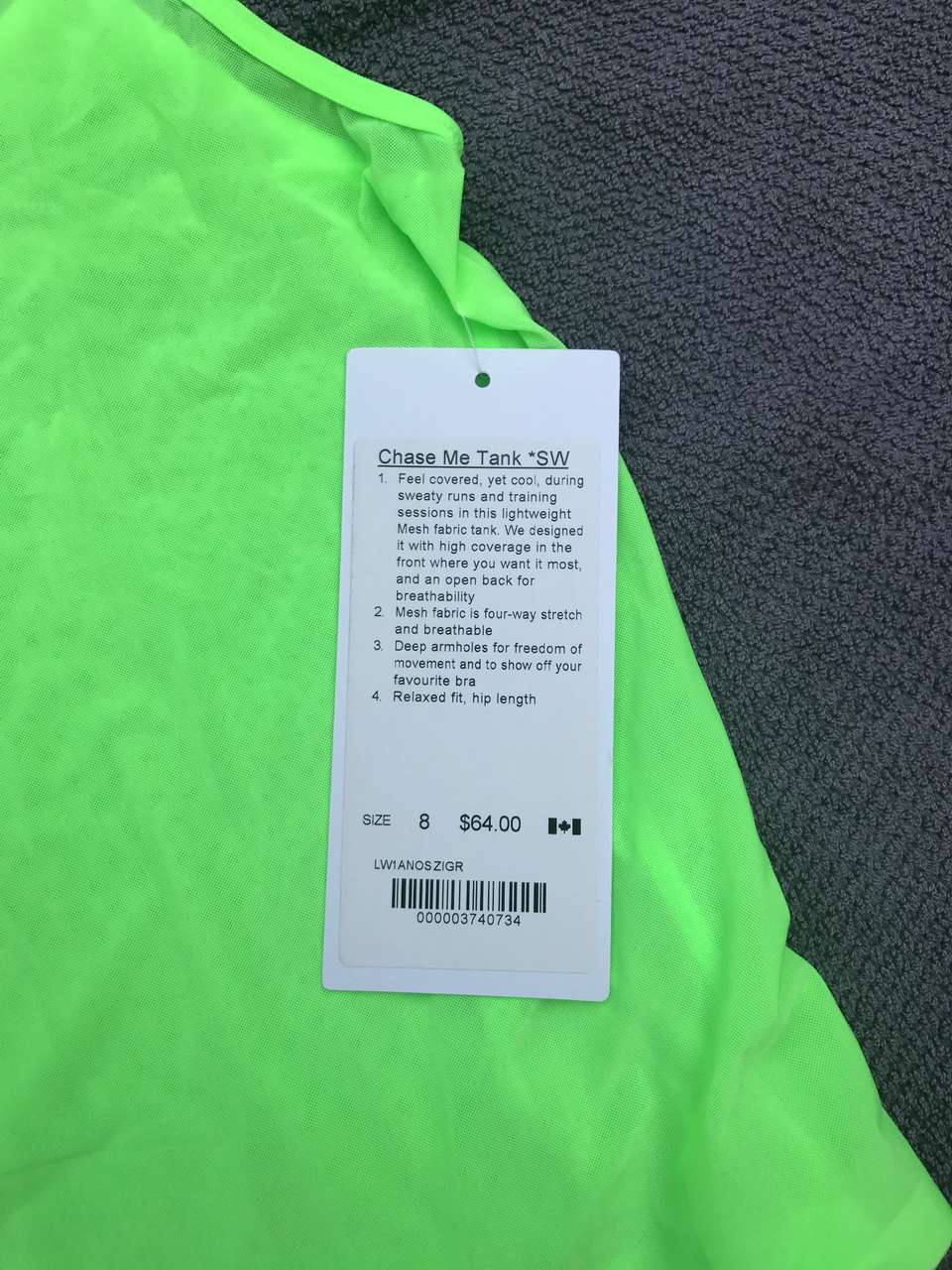 Lululemon Chase Me Tank *SW - 2017 Seawheeze - Zippy Green 