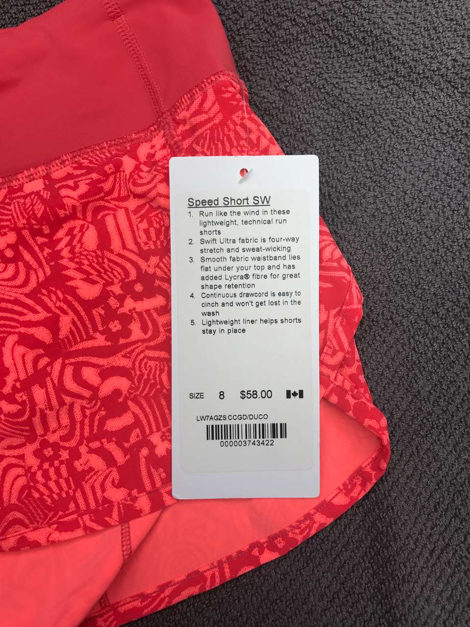 Lululemon Speed Short *SW - 2017 Seawheeze - Chop Chop Grapefruit / Dust Coral