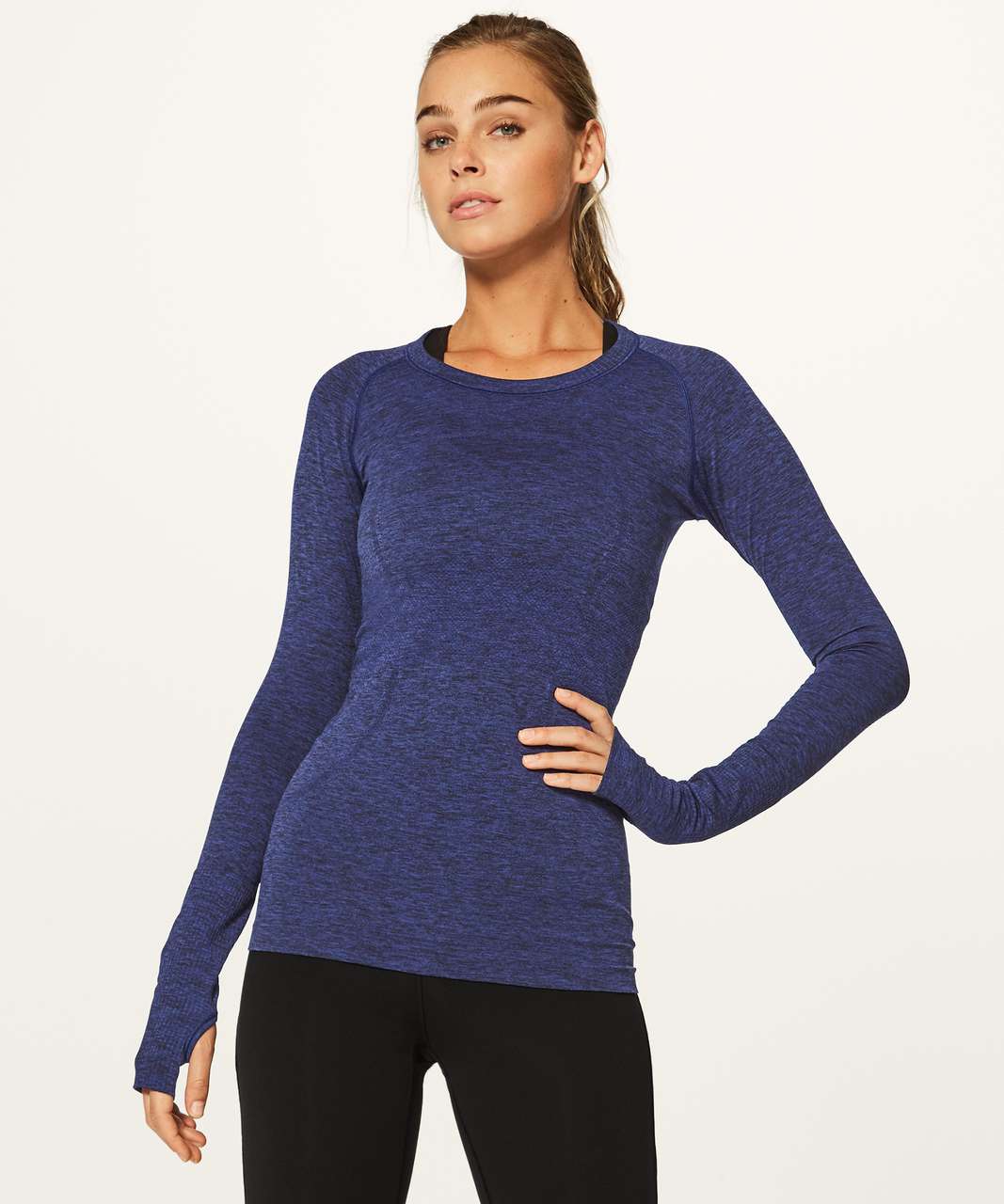 Lululemon Swiftly Tech Long Sleeve Crew - Cerulean Blue / Black - lulu  fanatics