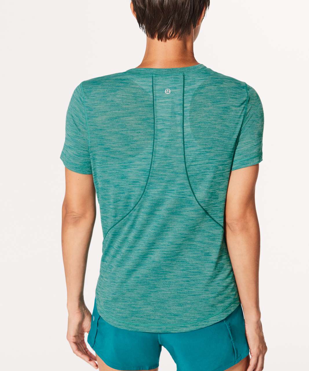 Lululemon Long Distance Short Sleeve - Heathered Teal Green - lulu fanatics