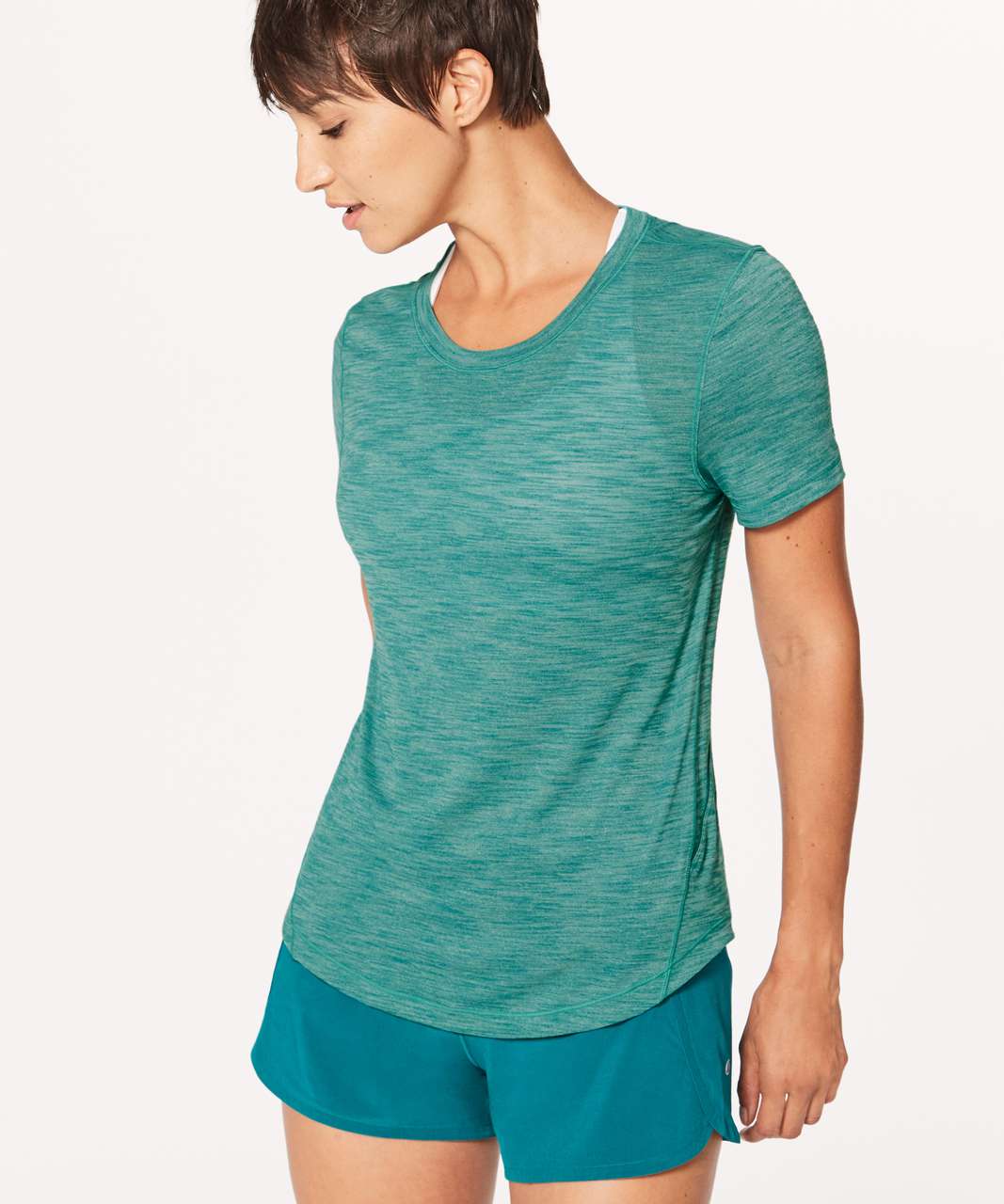 Lululemon Long Distance Short Sleeve - Heathered Teal Green