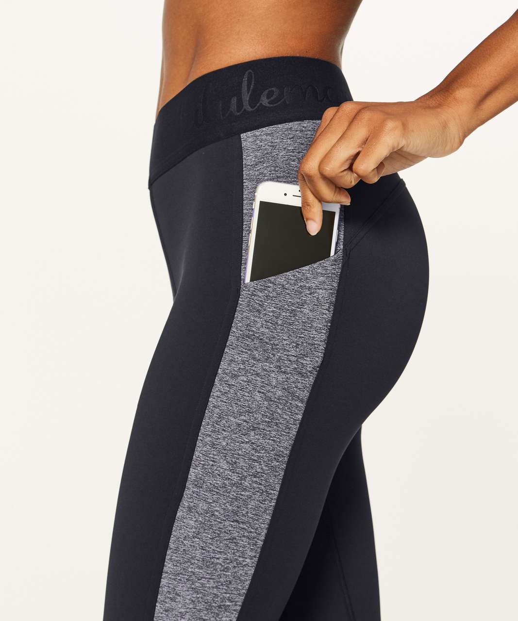 LULULEMON Box It Out High-Rise Legging. Black & Gray. Side pockets