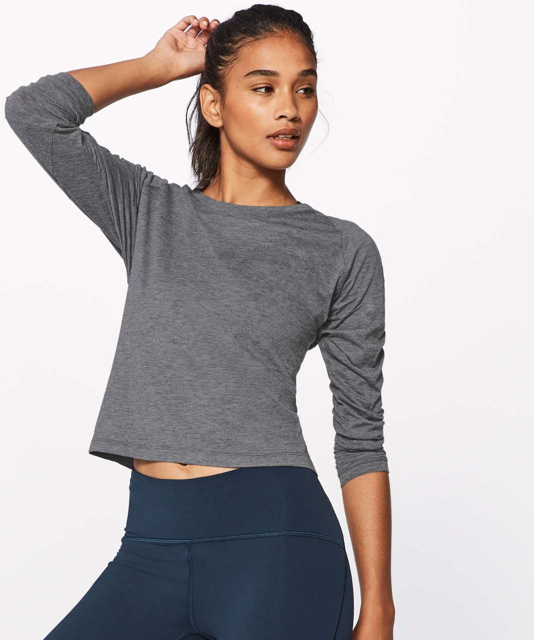 Lululemon Swiftly Tech Long Sleeve Crew - Heathered Black - lulu fanatics