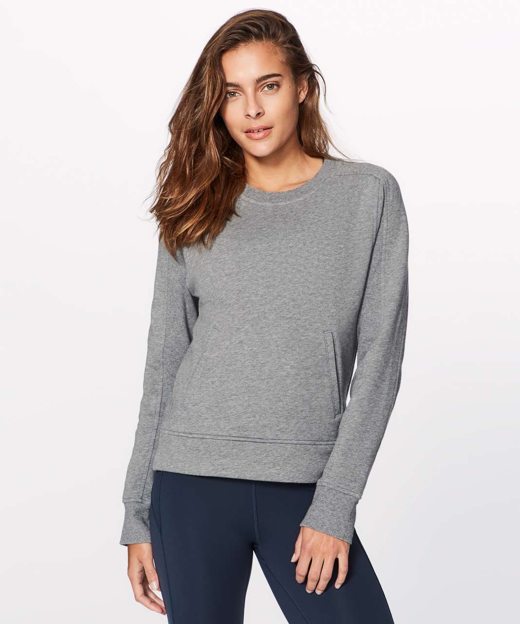 Lululemon Press Pause Crew - Heathered Medium Grey - lulu fanatics