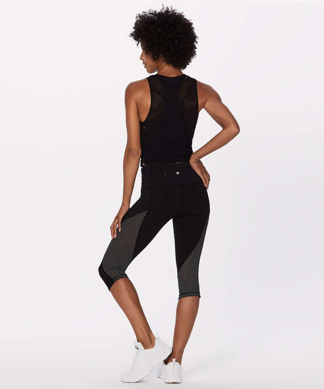 Lululemon Run With The Sun Crop (Reflective) - Black / Reflective